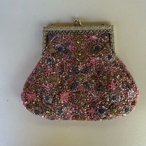 Vintage Embellished Pink floral  Clutch